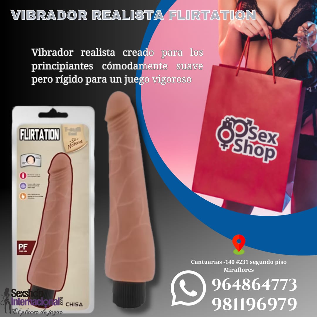 VIBRADOR FLIRTATION -REALISTICO Y VENTOSA-SEXSHOP MIRAFLORES 